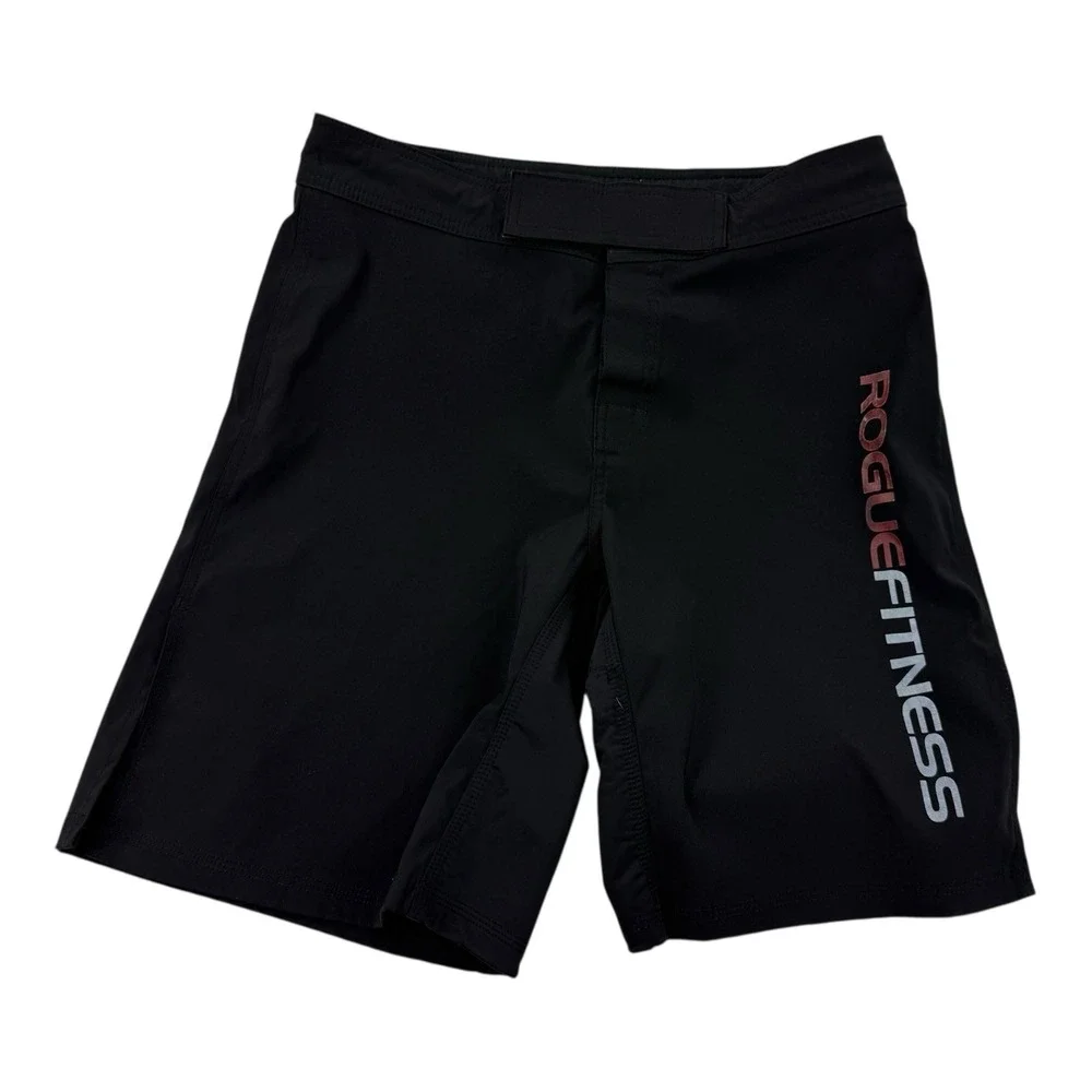 Rogue Fitness Black Red R Spellout Board Shorts Polyester Made in USA Mens 32x10